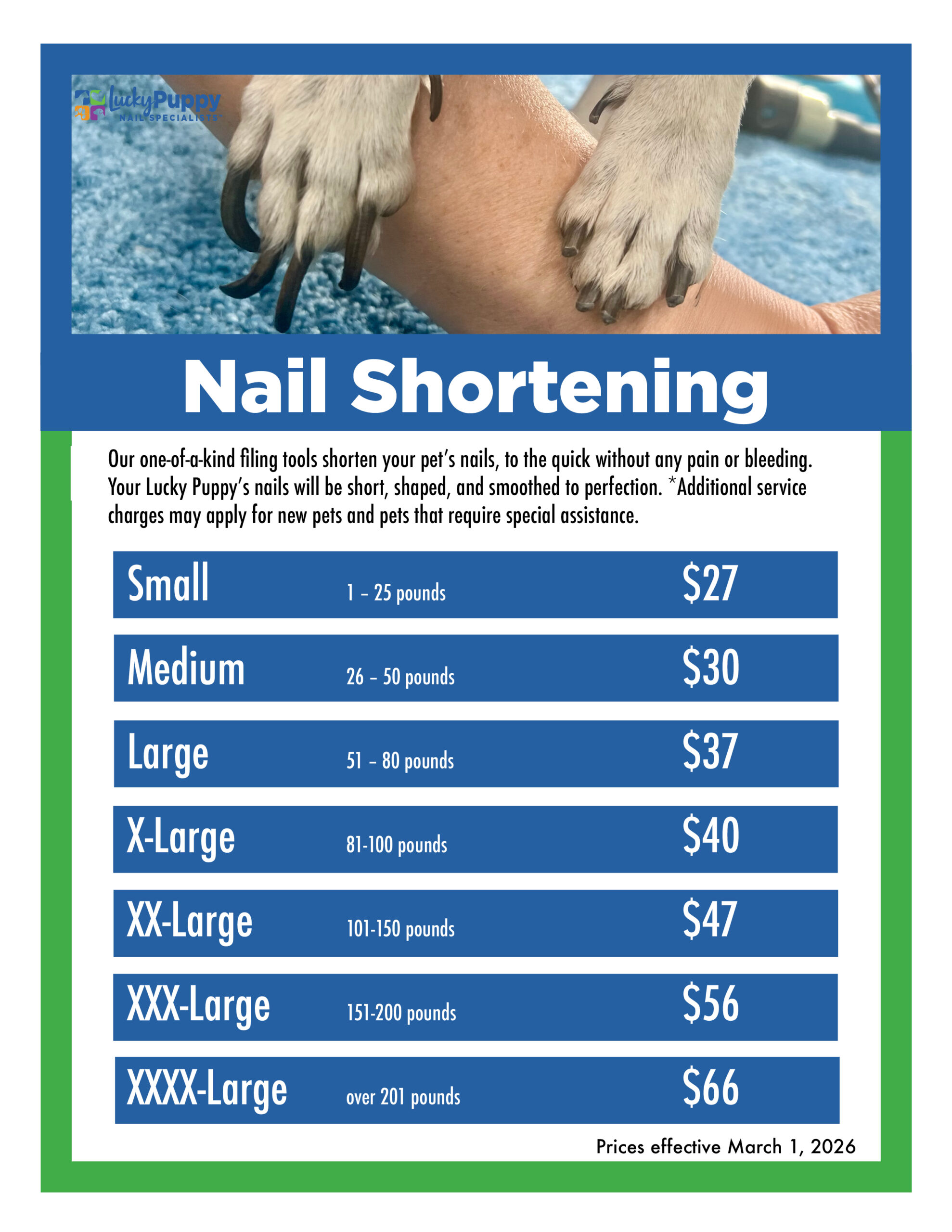 Lucky Puppy Nail Specialists Nail Shortening Prices